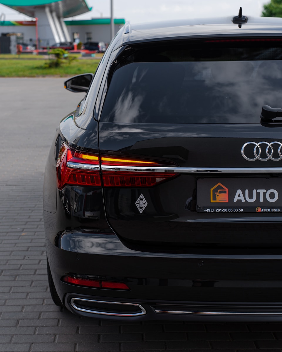 the back of a black car